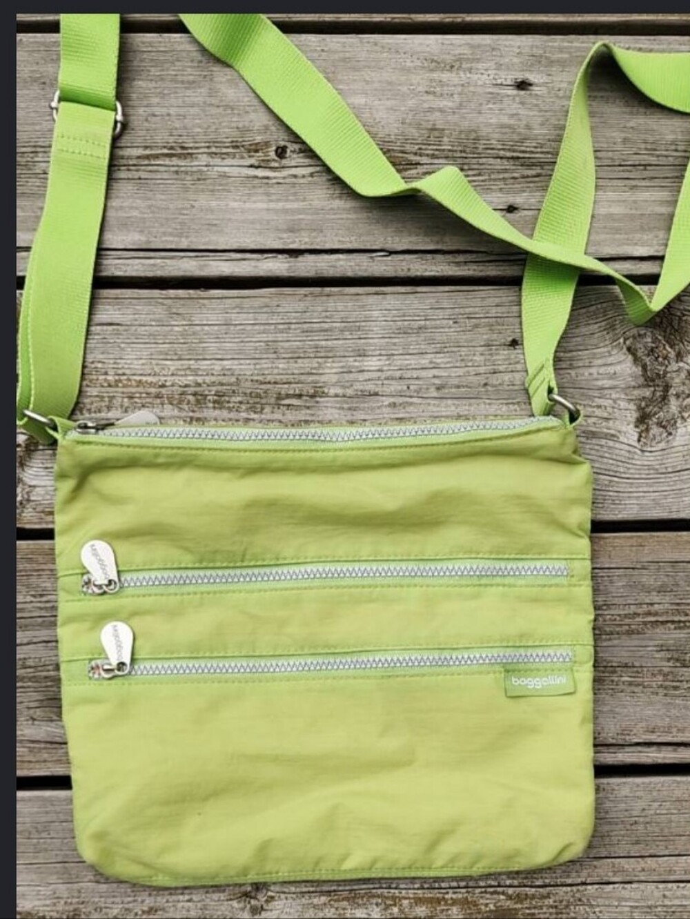 Baggallini Lime Green Crossbody Bag with Zip Pockets
